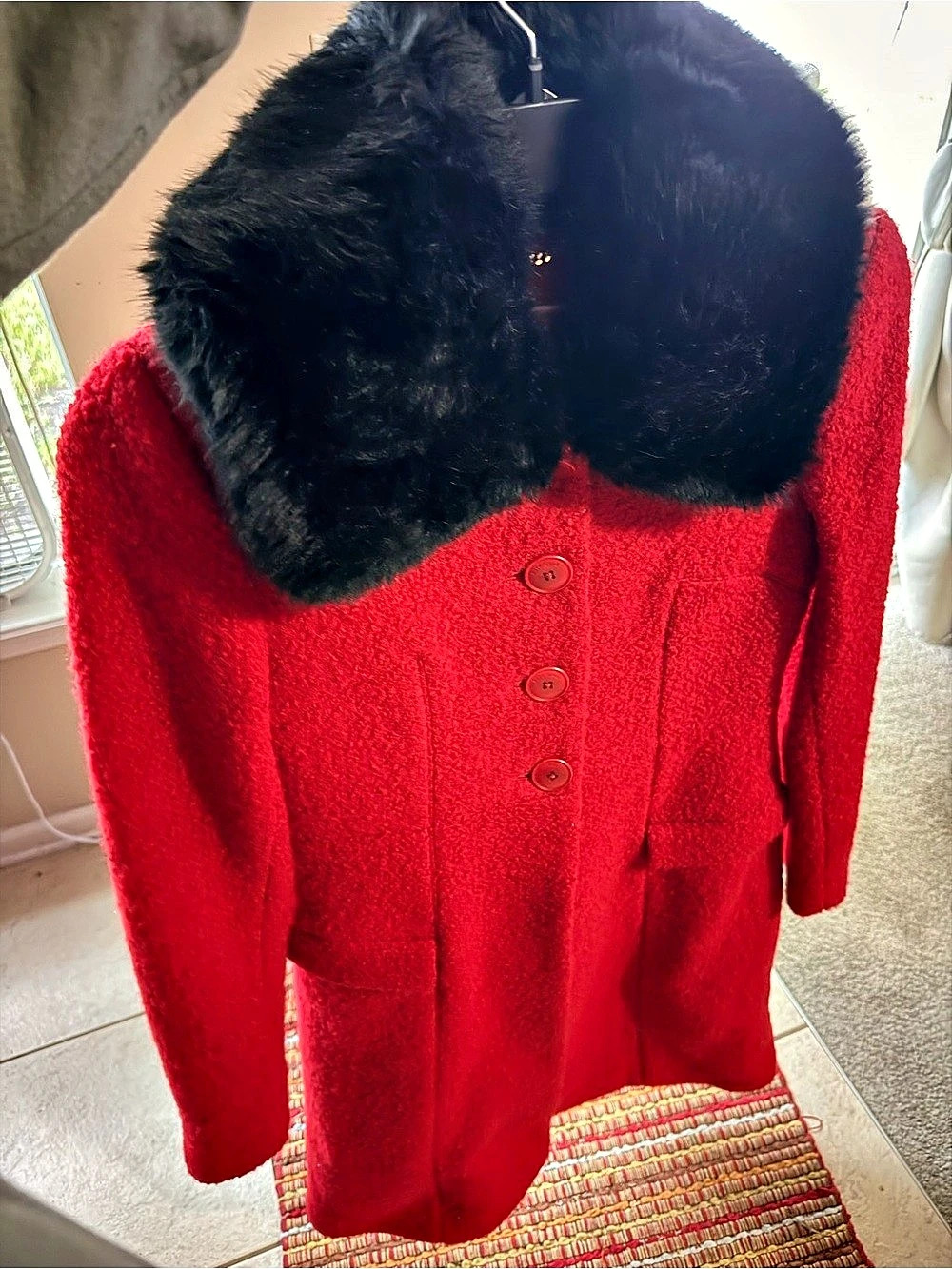 Kate Spade New York Kate Spade Faux-Fur-Collar Wool Walker Coat Faux-Fur-Collar